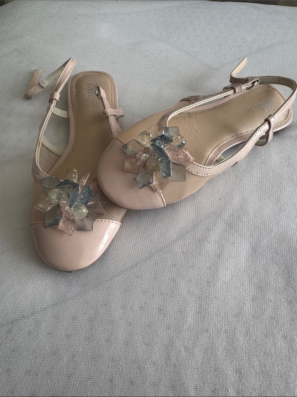 Zara Pink Jeweled Slingback Sandals